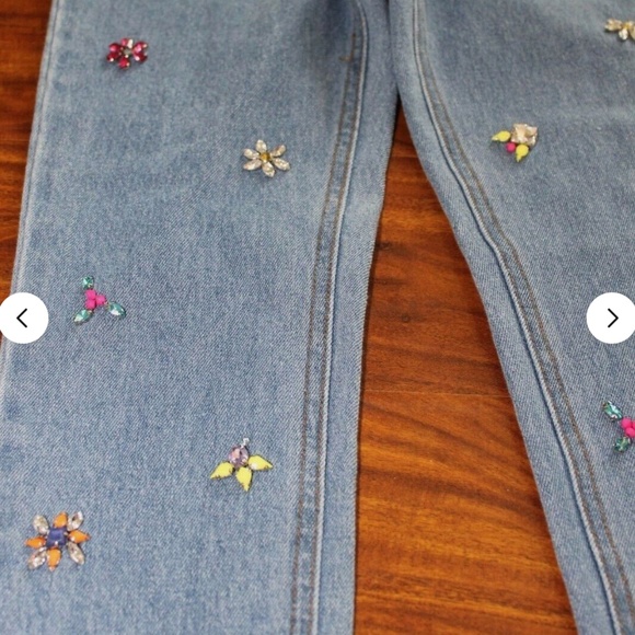 NWT $49 GB GIRLS Blue Jeans Embellished Crystal Beaded Jeans Size 10 - Picture 6 of 10